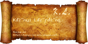 Kányi Lóránt névjegykártya